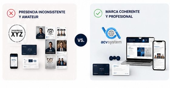 Comparación entre presencia inconsistente y marca coherente